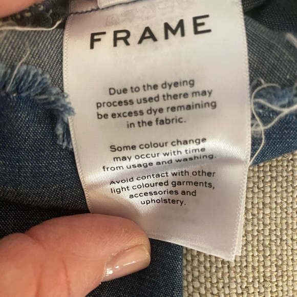 Frame Sleeveless Button Front Pintuck Tie-Neck Chambray Denim Shirt vest Blue XS - Picture 6 of 7